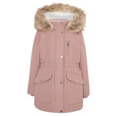 GX544: Pink Faux Fur Trim Parka Coat  (5-6 Years)